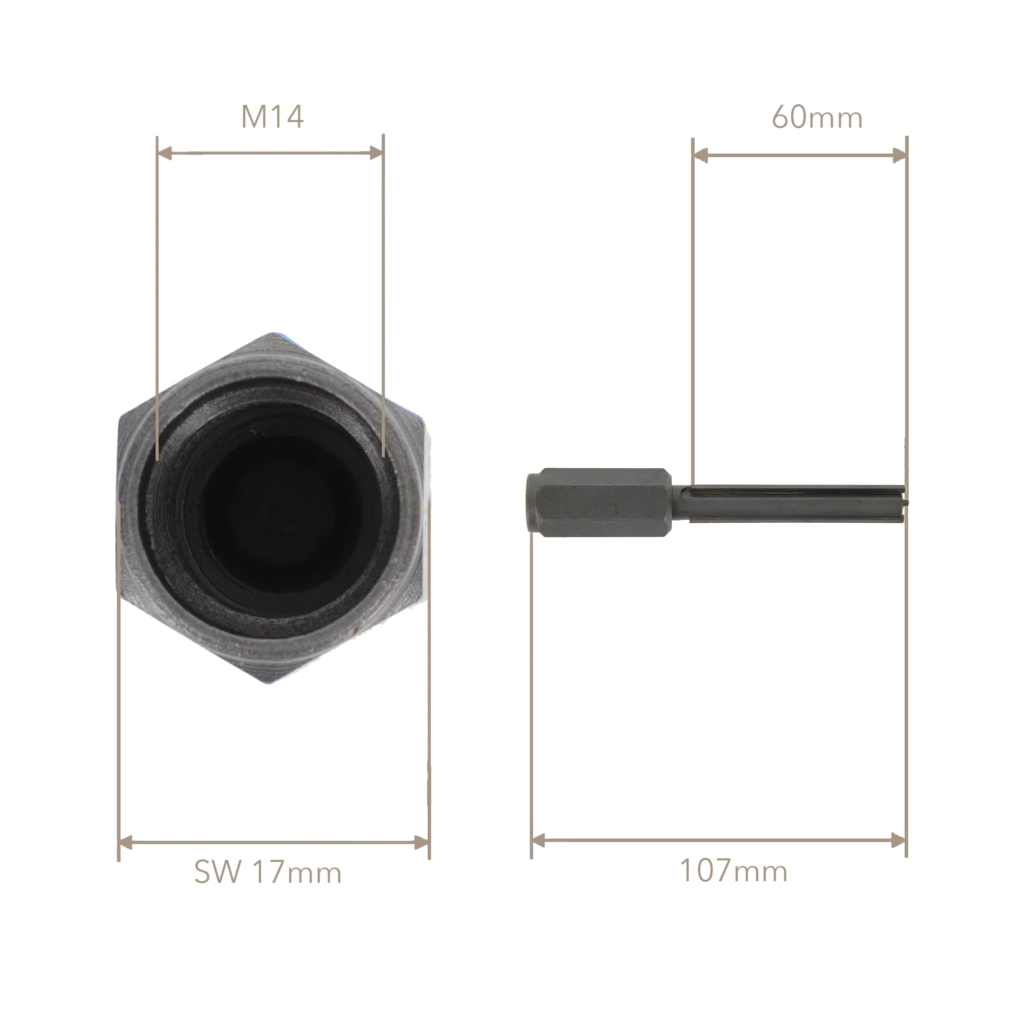 PRODIAMANT Frez do fug z węglika spiekanego 12 mm, długość ostrza 60 mm, do szlifierek kątowych, frez do zaprawy z gwintem M14