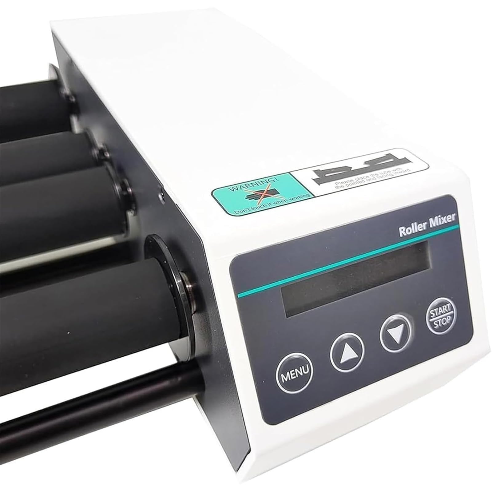 Mezclador de rodillos de laboratorio, agitador de rodillos horizontal | Temporizador digital y velocidad ajustable de 20 a 80 RPM, rodillos de silicona antideslizantes, apto