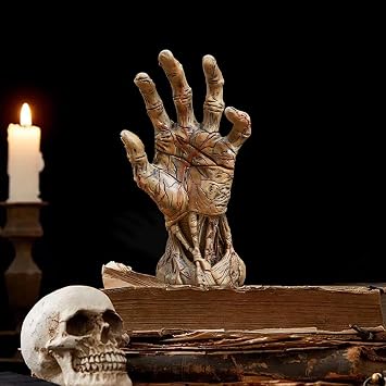 Halloween Skeleton Hand Statue, Satan's Hand Statue for Gothic Decor, Demon Skull Hand Sculpture for Halloween Haunted House Party Props,Gothic Home Decor Halloween Tabletop Decorations (Hand)