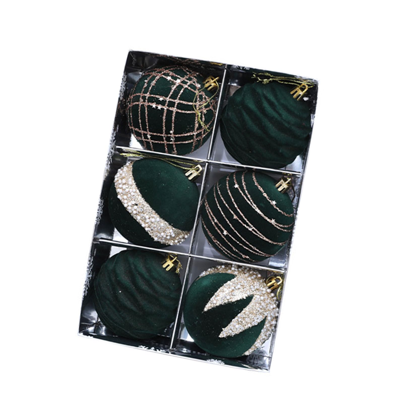 Oxxggkao 6 Piece Festive Flocking Holiday Ornament Collections Holiday Tree Decor for Decorating Trees and Indoor Spaces Christmas Ornament