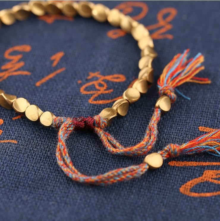 SAZAO Tibetan copper bead bracelet for men and women, Buddhist good luck bracelet for preventing arthritis,Protecting and Blessing Men and Women，High quality handmade metal bracelets - Image 4