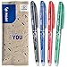 PILOT - Lot de 4 Frixion Point - Stylo effaçable à encre thermosensible - Stylo roller rechargeable - 1 Bleu, 1 Noir, 1 Rouge, 1 Vert – Pointe fine