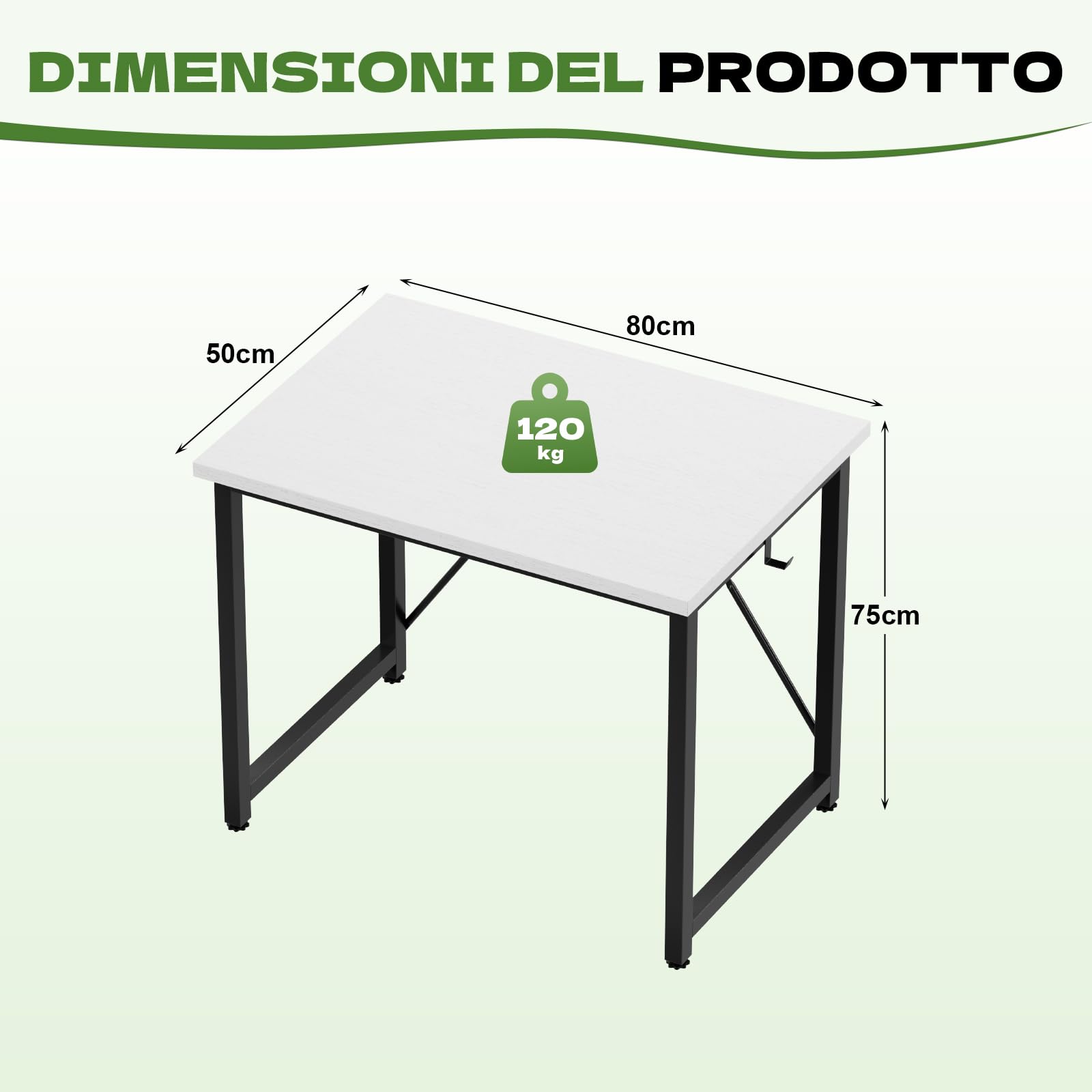 Devoko Scrivania per computer e laptop, stabile, da 80 cm, dal design moderno, semplice e compatto, per ufficio, studio, camera da letto, bianco