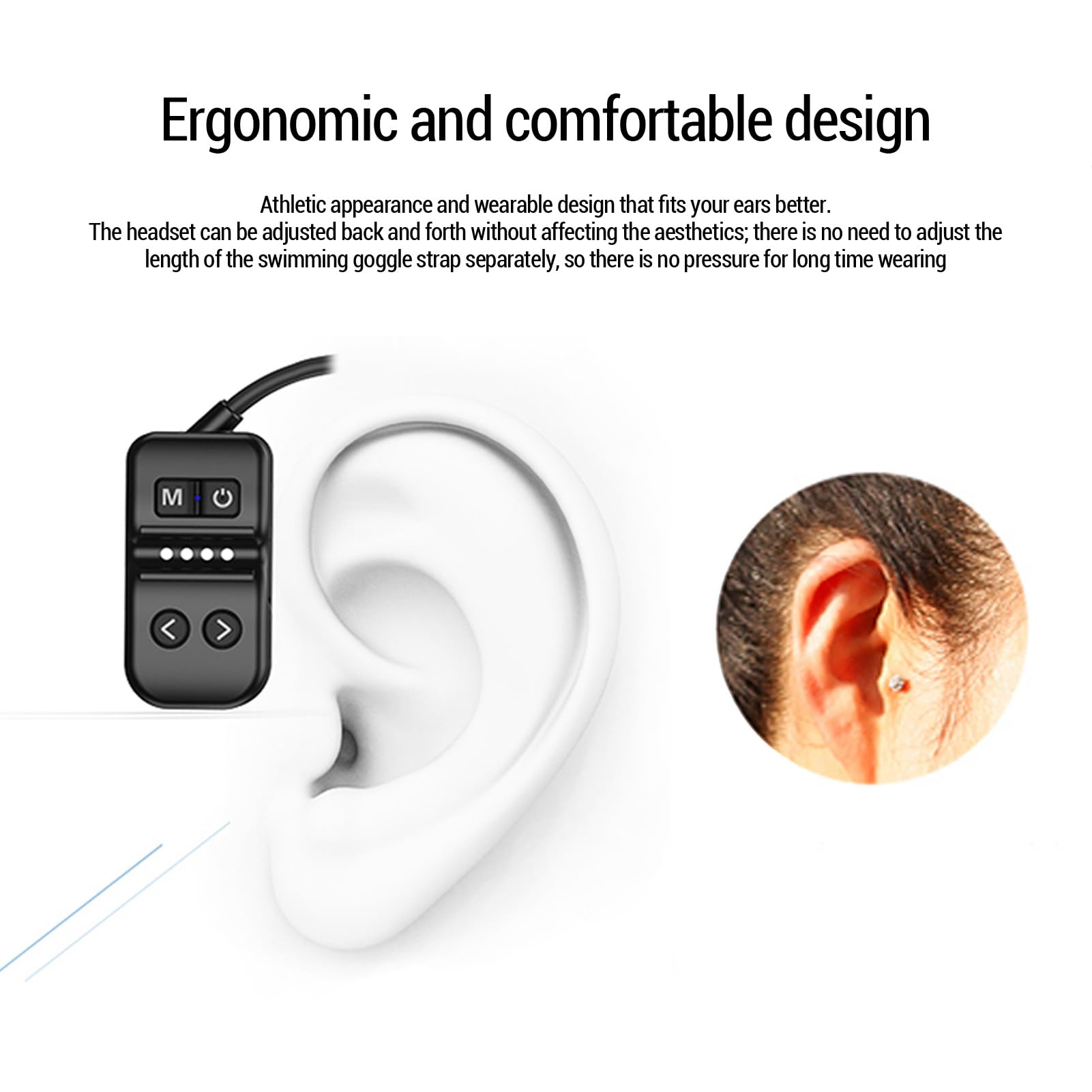 Słuchawki Pływackie, Przewodzenie Kości SW01 Wodoodporny Odtwarzacz MP3 Wbudowany w pamięć 8G, Zestaw Słuchawkowy Bluetooth z Mikrofonem do Pływania do Nurkowania Rowerowy