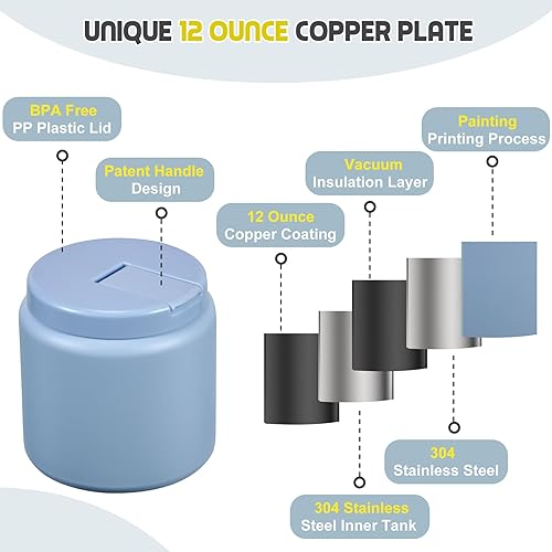 Miniatura 26 de Termo de sopa de 13.5 onzas para niños con tapa de hebilla, recipiente de comida aislado al vacío, boca ancha, a prueba de fugas, acero inoxidable