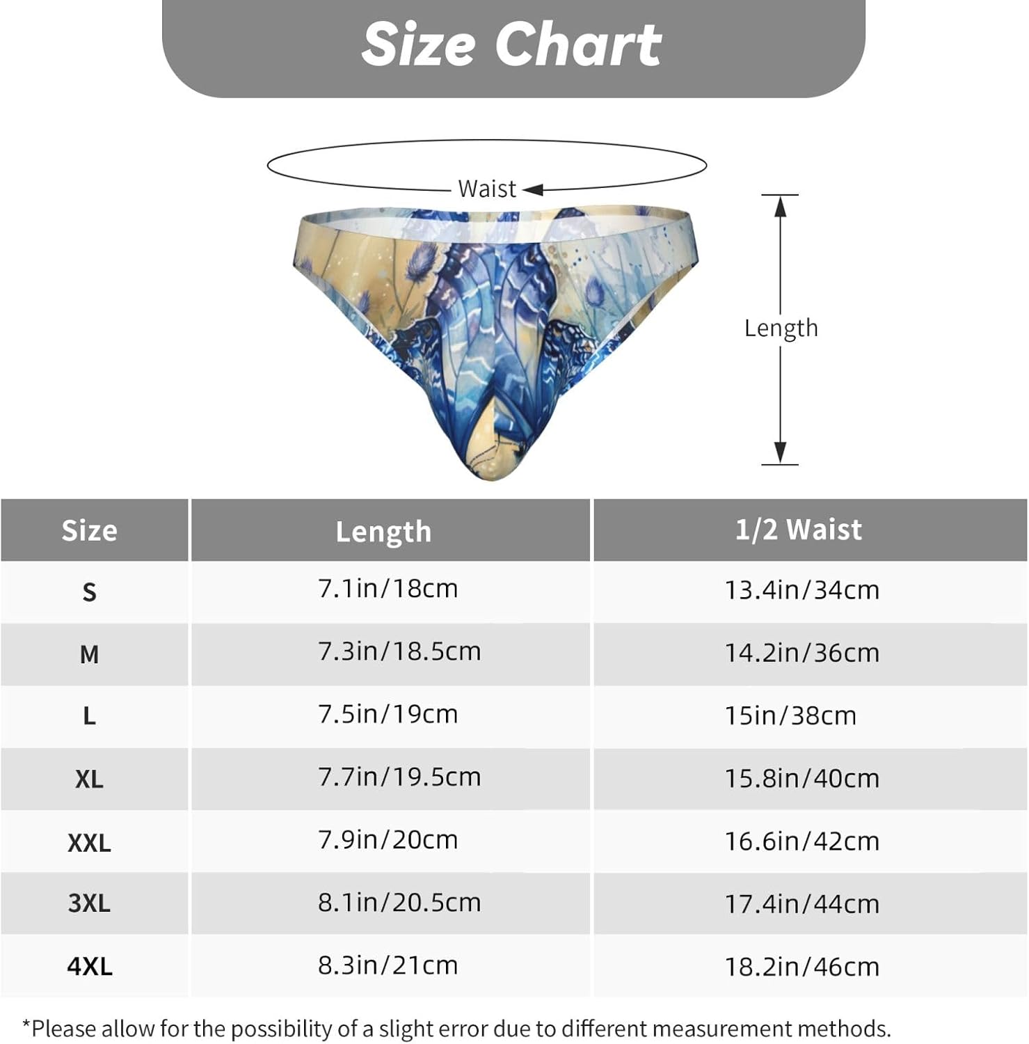 Blue Butterflies Print Mens Bikini Briefs Bulge Pouch Underwear