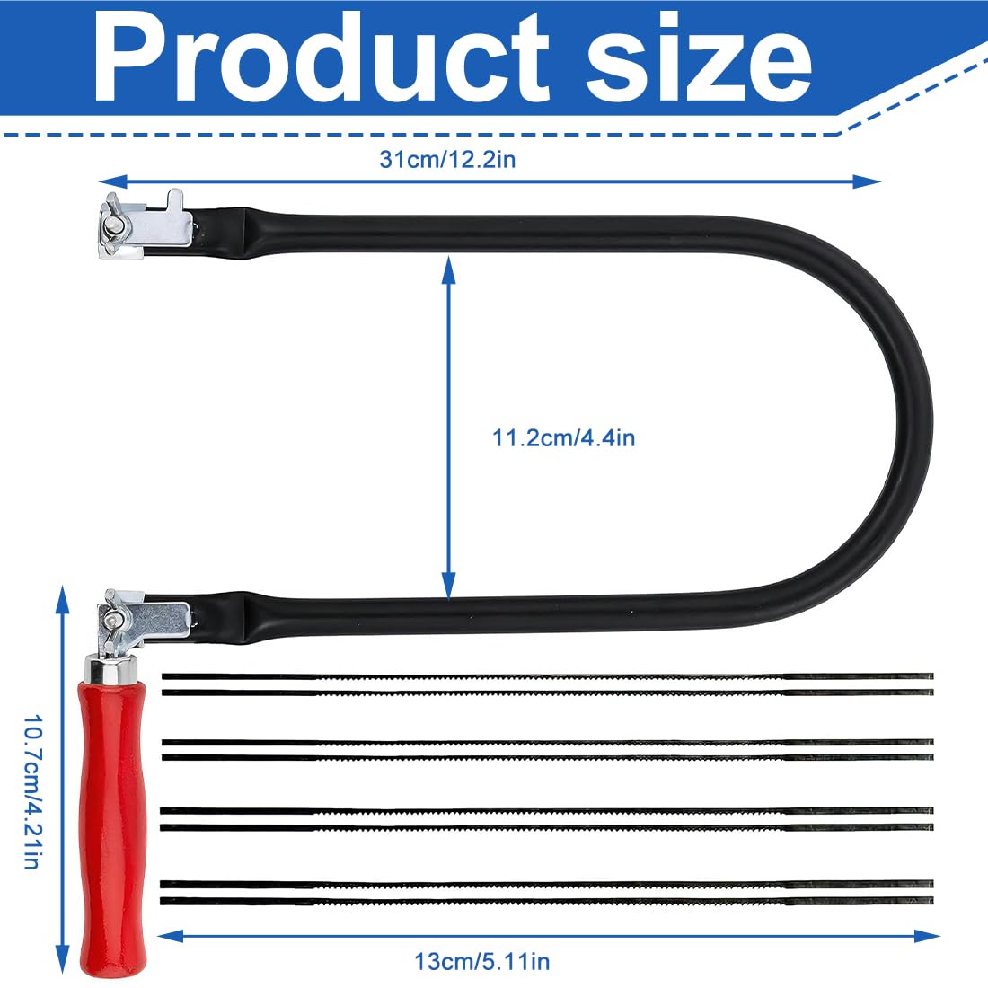 Traforo a U da 5 Pollici Set, 8 lame Incluse, Per Metallo e legno,Seghe Sottili per la lavorazione del legno, Utilizzate per Tagli Curvi