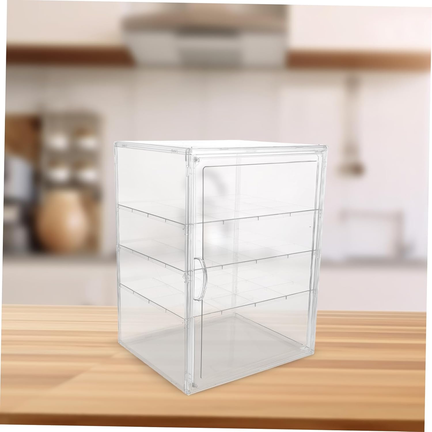 Cabilock Clear Bakery Display Case Adjustable Transparent Pastry Holder with Layers for Cake Bagel Muffin Dust Protection and Freshness Maintenance