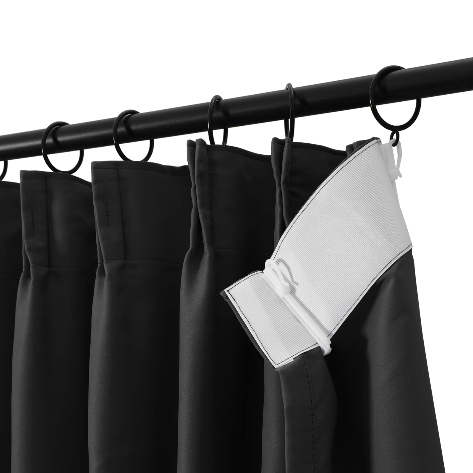 Tenda a pannello oscurante extra larga – design pesante plissettato, 254 cm di larghezza x 304,8 cm di lunghezza, massimo blocco della luce, elegante nero, formazione memory, ideale per camere da
