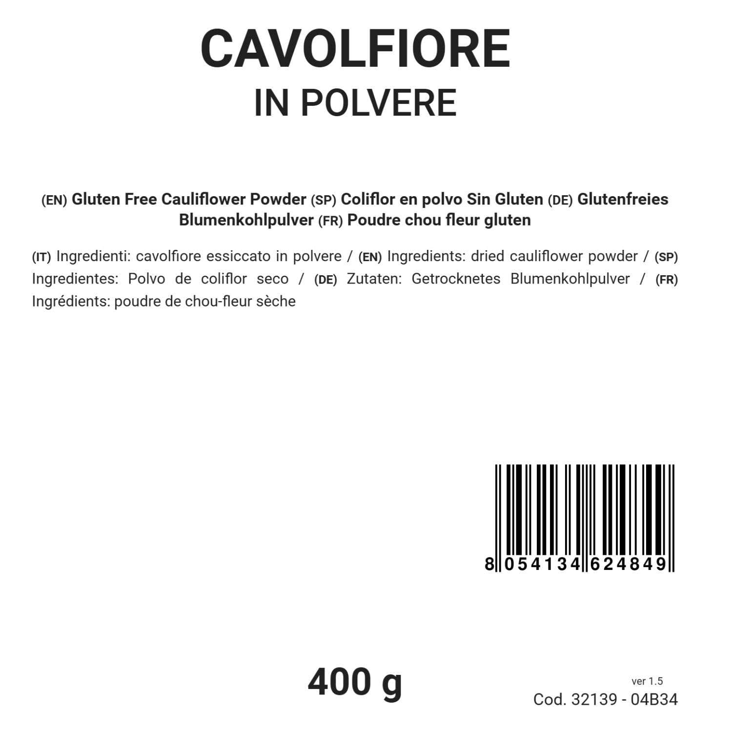 Bongiovanni Bontà Naturali Poudre de Chou-Fleur Sans Gluten 400 g