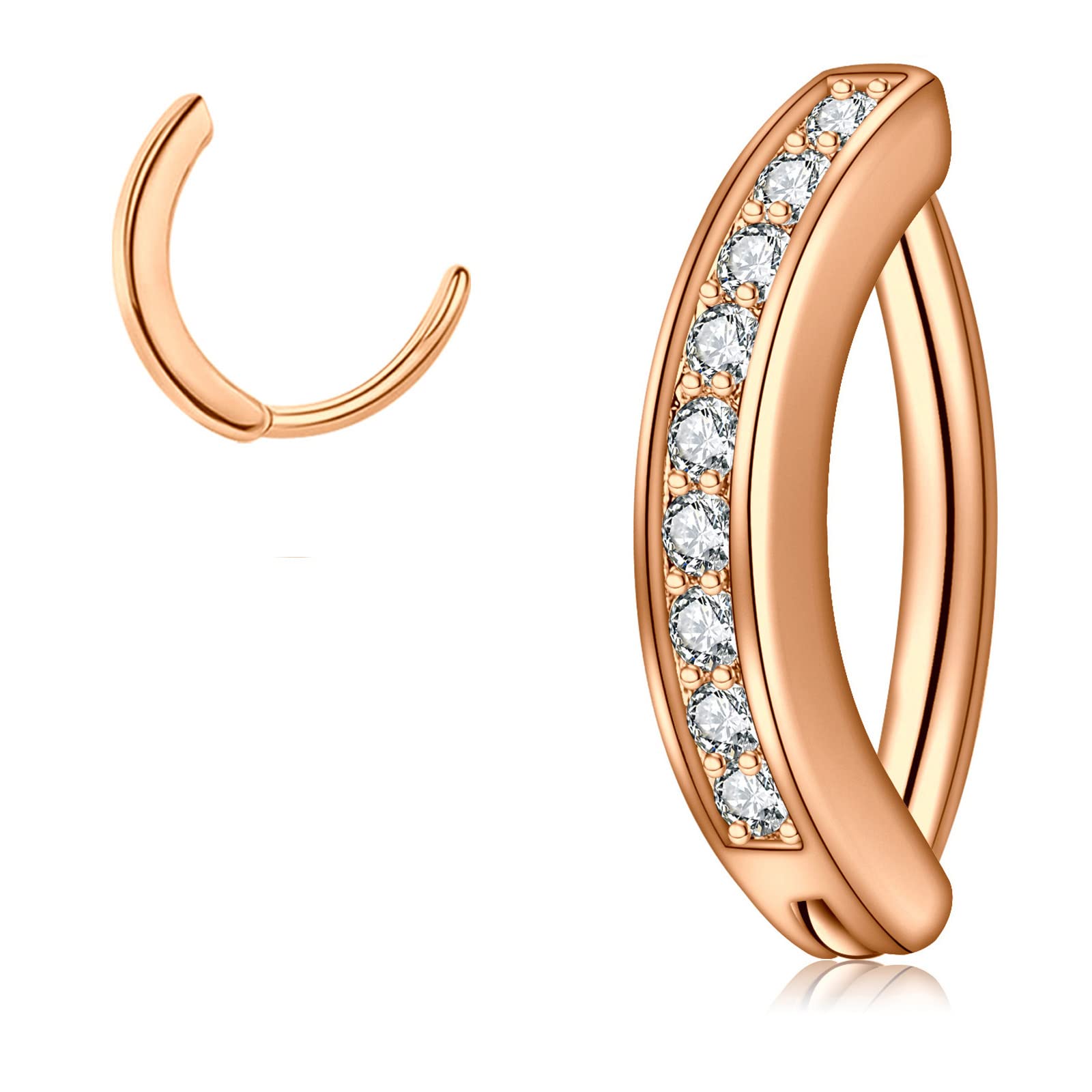 Incaton 14G Belly Button Ring Surgical Stainless Steel Round Cubic Zirconia Navel Barbell Belly Rings For Women 6/8/10/12mm