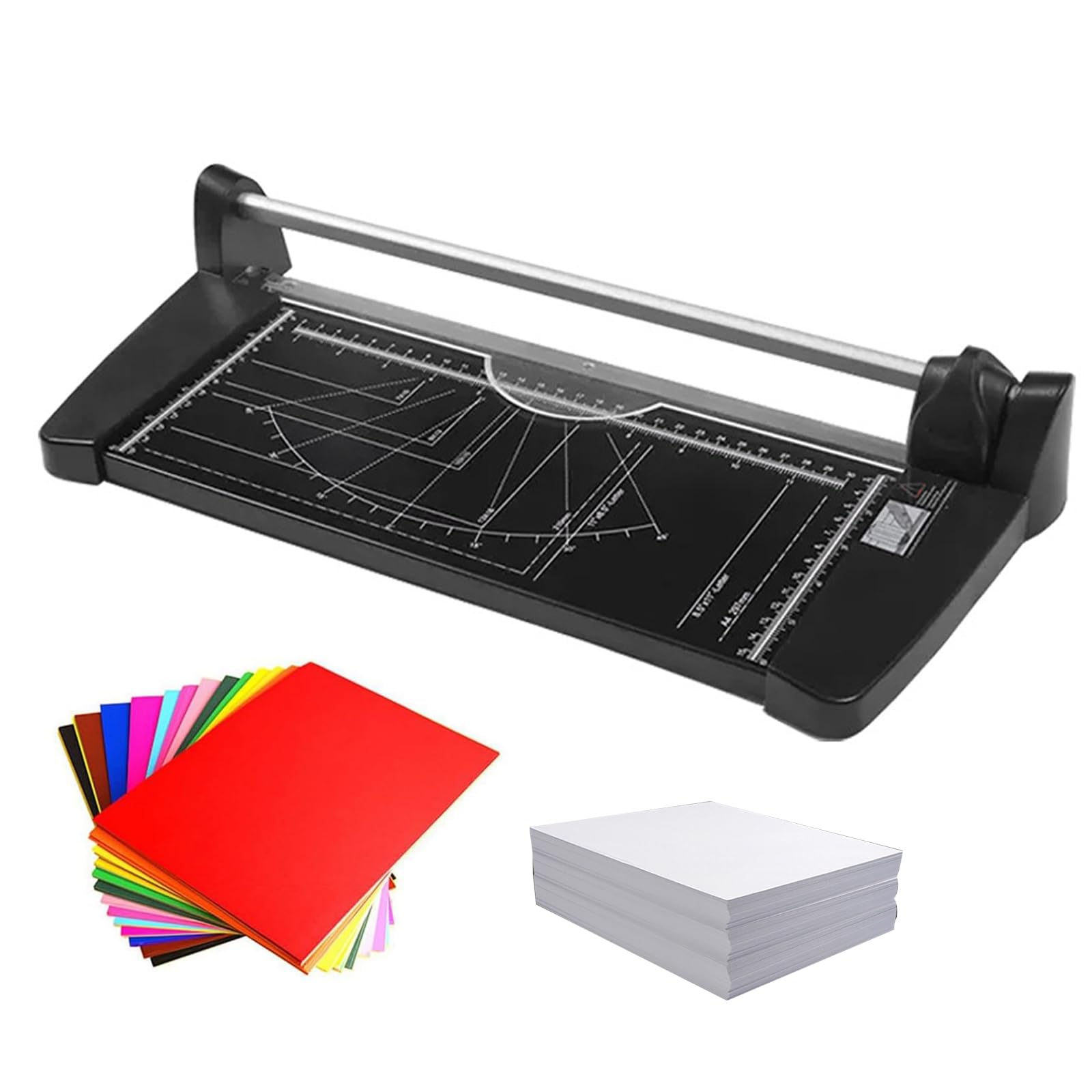 Ręczna Gilotyna do Papieru A2/A3/A4, Wytrzymały Trymer do Cięcia | Szerokość Cięcia 31,8cm/45cm/60cm, Precyzyjne Cięcie 1mm, Tnie do 10 Arkuszy, do Papieru Kreatywnego, Kartonu i Zdjęć(A4)