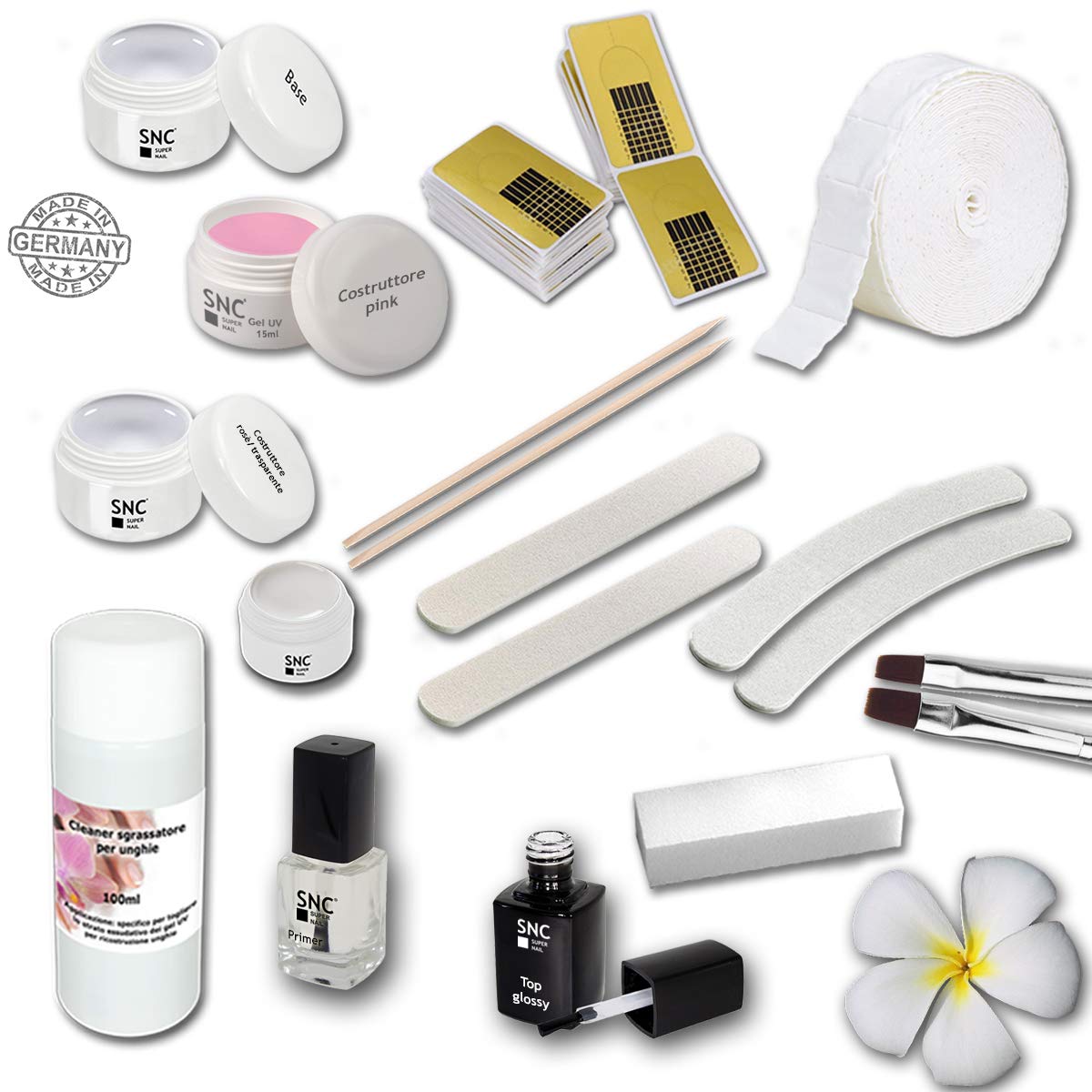 Kit completo professionale ricostruzione unghie effetto naturale, Gel UV/LED - Germania