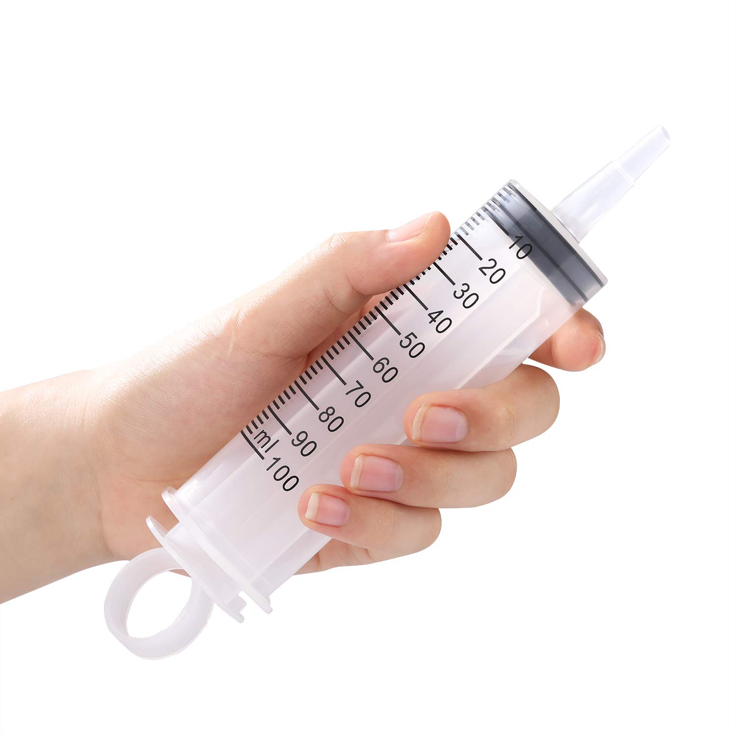 4 Pack 100ml Syringes, Large Plastic Garden Syringe, Dispensing Multiple Uses Measuring Syringe Tools for Scientific Labs, Watering, Refilling