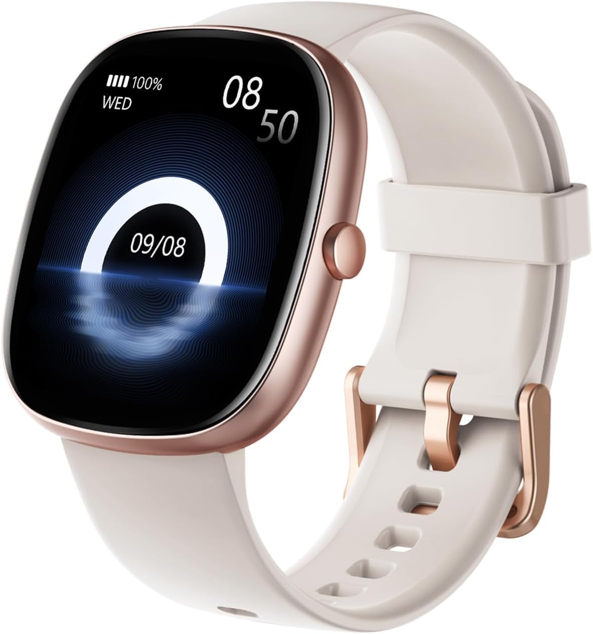 HUAKUA Reloj Inteligente Hombre Mujer, Smartwatch Llamada Bluetooth,Pulsómetro,Monitor de Sueño,Whatsapp Notificación, 113+ Deportivos Modos,Impermeable IP68 Pulsera de Actividad (Beige) Global Recycled Standard Global Recycled Standard Global Recycled Standard