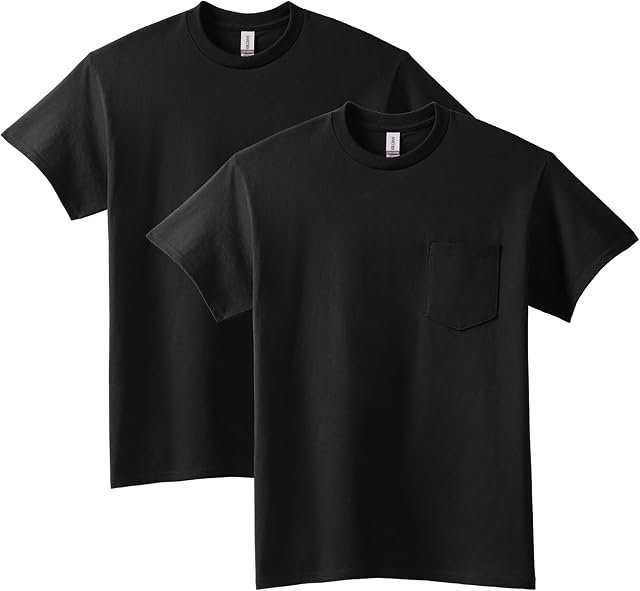 Gildan Mens Ultra Cotton Adult T-Shirt with Pocket, 2-Pack