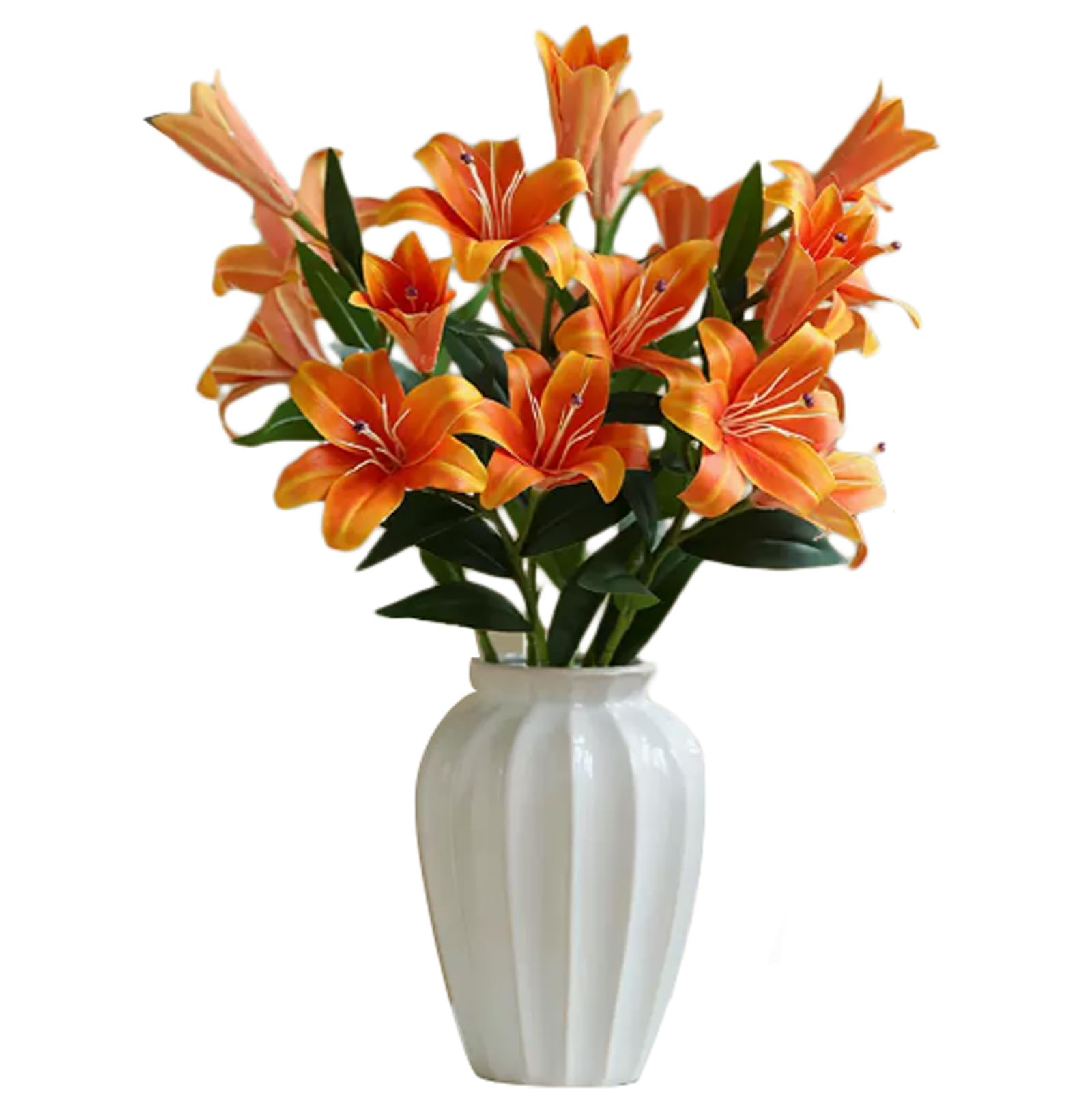 Amazon｜フェイク明るいユリ オレンジの花 人工ユリ 長い茎のシルク