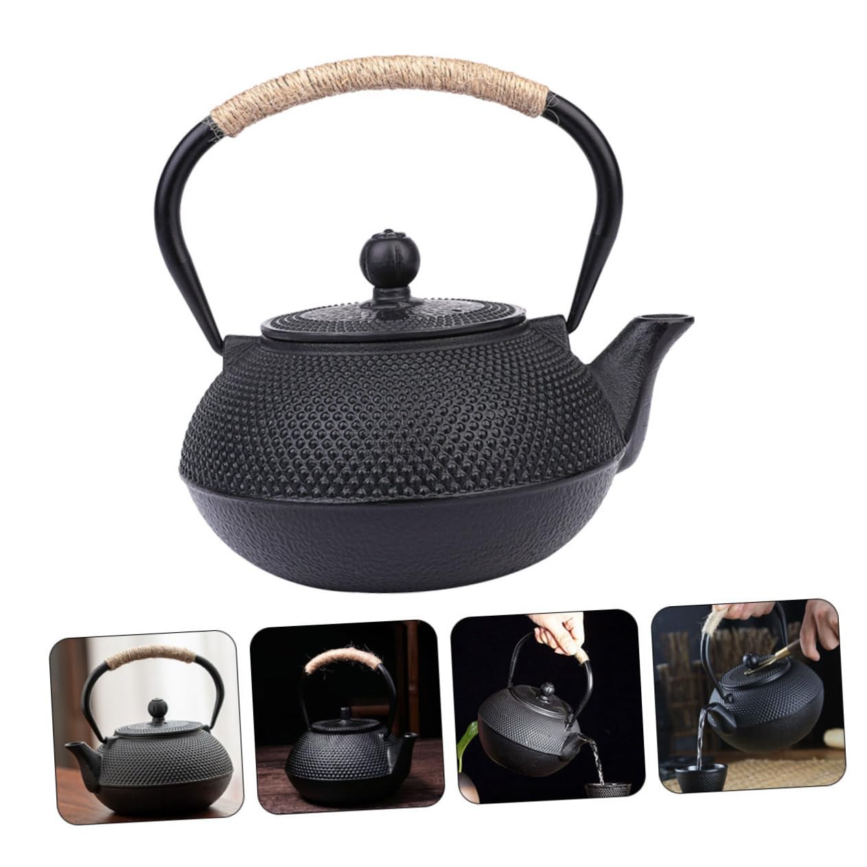 PRETYZOOM Tetera de Hierro Fundido Clásica de 900ml Infusor para Hojas Sueltas, Diseño Vintage Japonés, Fácil de Limpiar y Portátil para Hogares y Oficinas