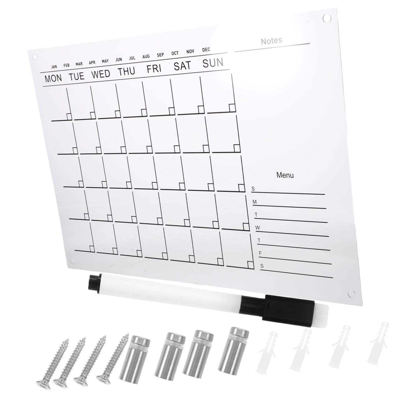 Tableau Blanc Effaçable à Sec en Acrylique 1 Set, Calendrier Chic