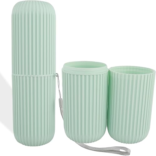 Estuche para cepillo de dientes de viaje de PP de 7.68 pulgadas de largo, portacepillos de dientes portátil, multifunción, tapas para enjuague