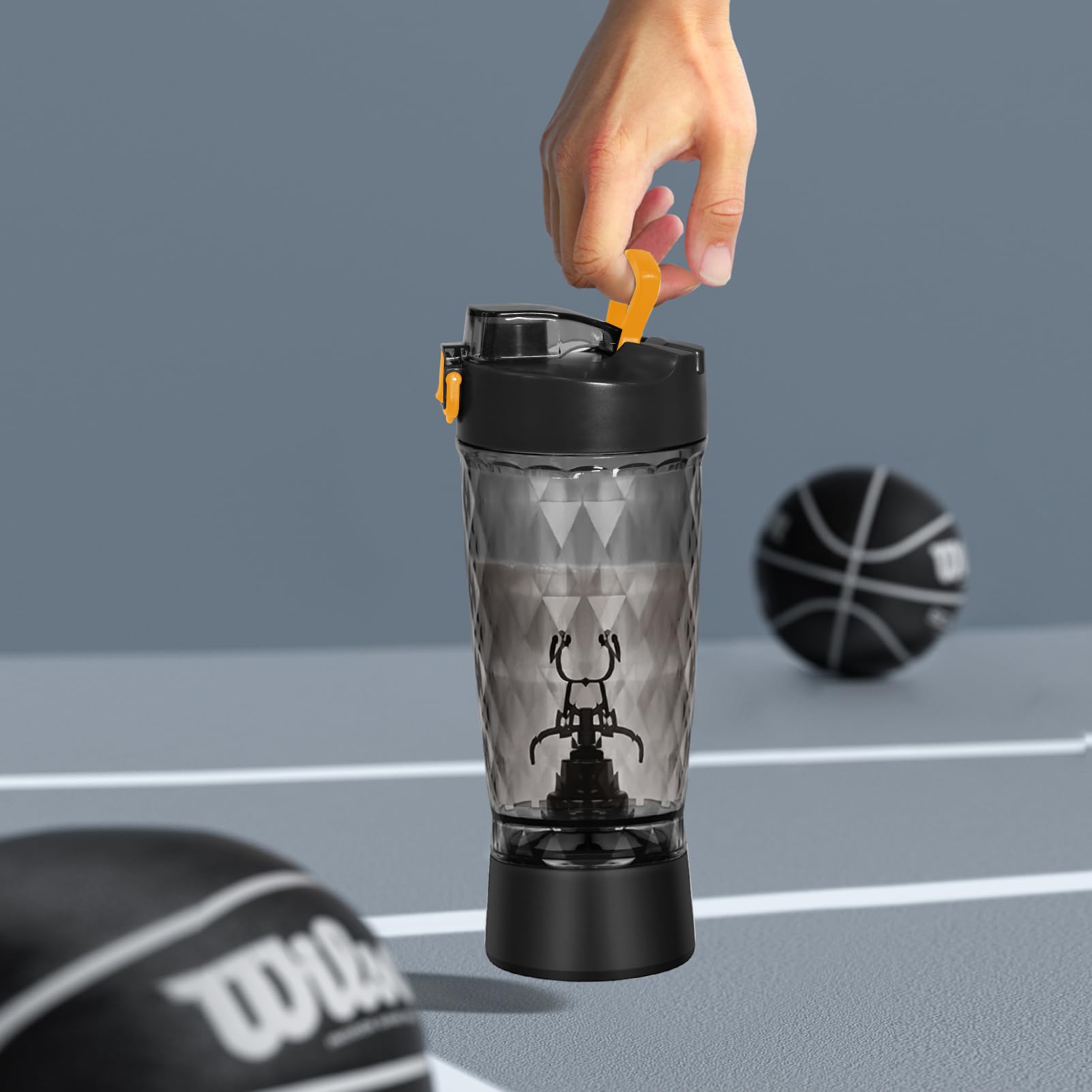 SOARFLY Elektrischer Shaker Protein Shaker Elektrisch mit Pulverfach 650ML, Eiweiß Shaker USB Wiederaufladbar für Potein Pulver und Milchshake, BPA-frei, Schwarz