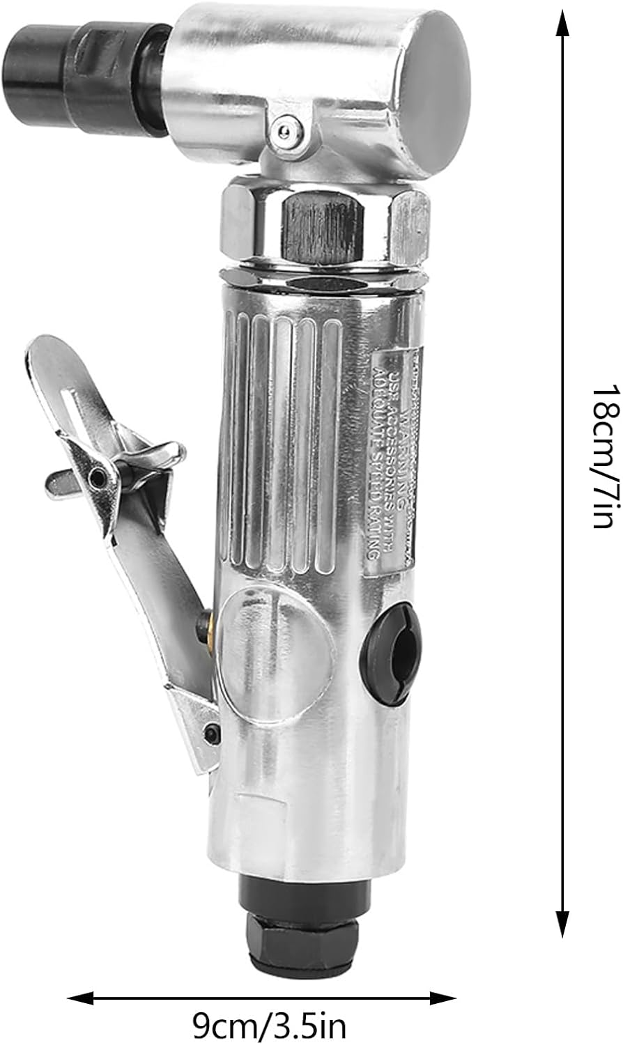 Air Die Grinder 1/4",20000 RPM, 90 Degree Angled Air Die Grinder, Industrial Pneumatic Die Grinding Disc BSP for Metal Wood Tire Shaping