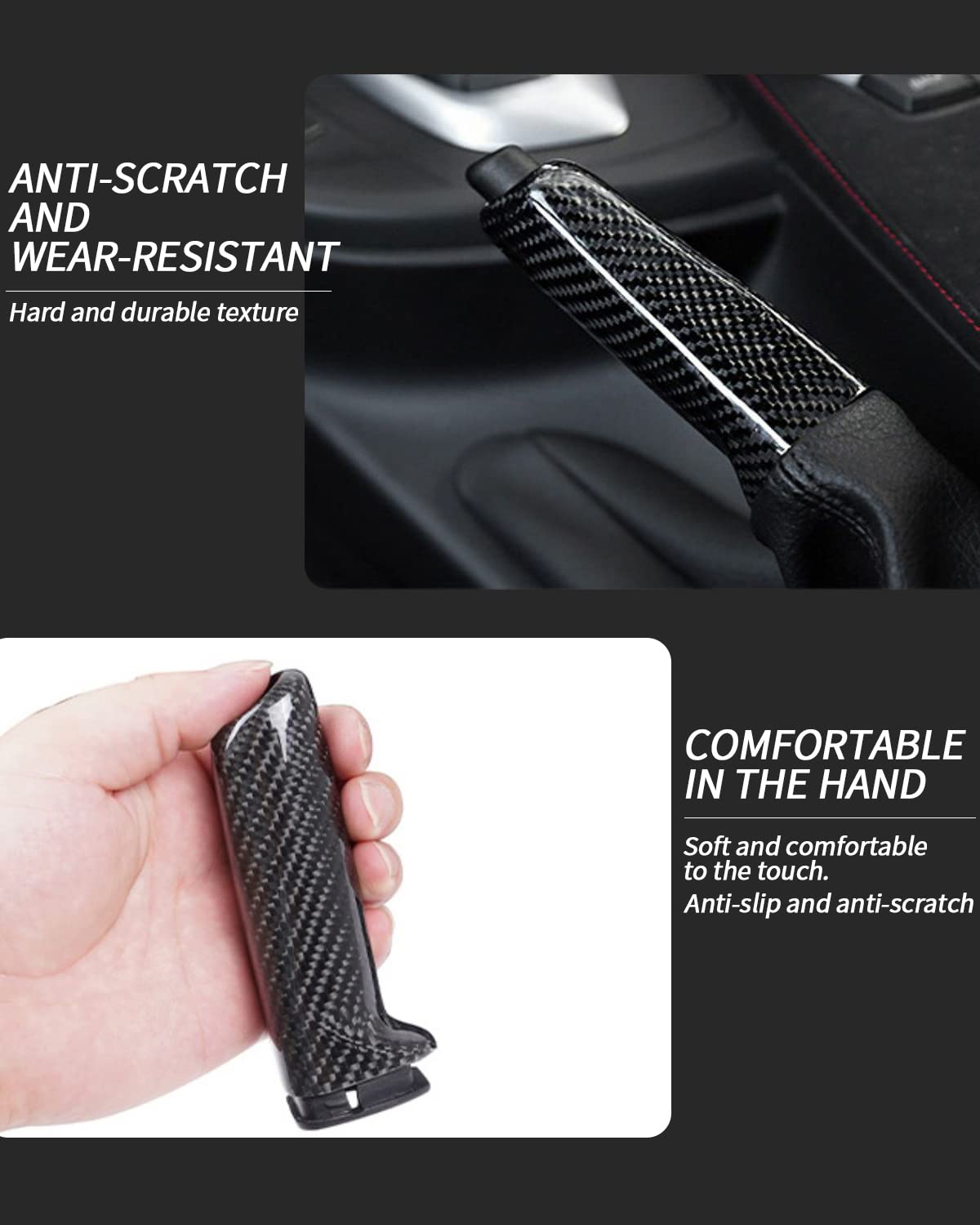 Handbremsgriffabdeckung (Echtcarbon) für BMW E90 E60 E46 E92 F30 F32 F20, verstellbarer Handbremsgriff aus Carbon für BMW 1 3 5er (Echtcarbon)