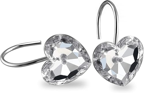 Miniatura 2 de HBlife 24 ganchos decorativos de acrílico para cortina de ducha con diamantes de imitación a prueba de óxido, ganchos para cortina y barra de ducha,