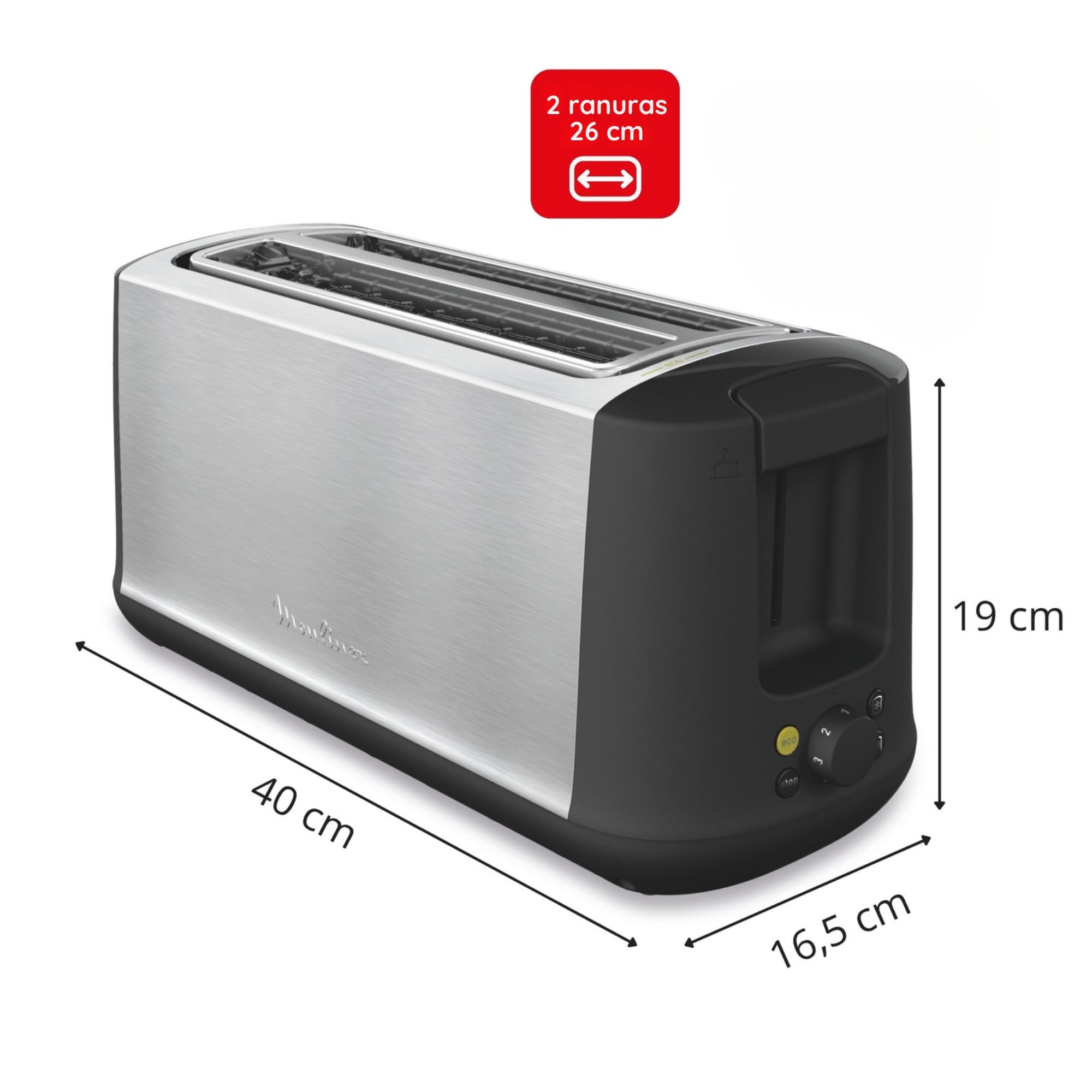 Moulinex Subito Select LS342D10 Tostadora 2 ranuras 7 niveles tostado acero inoxidable