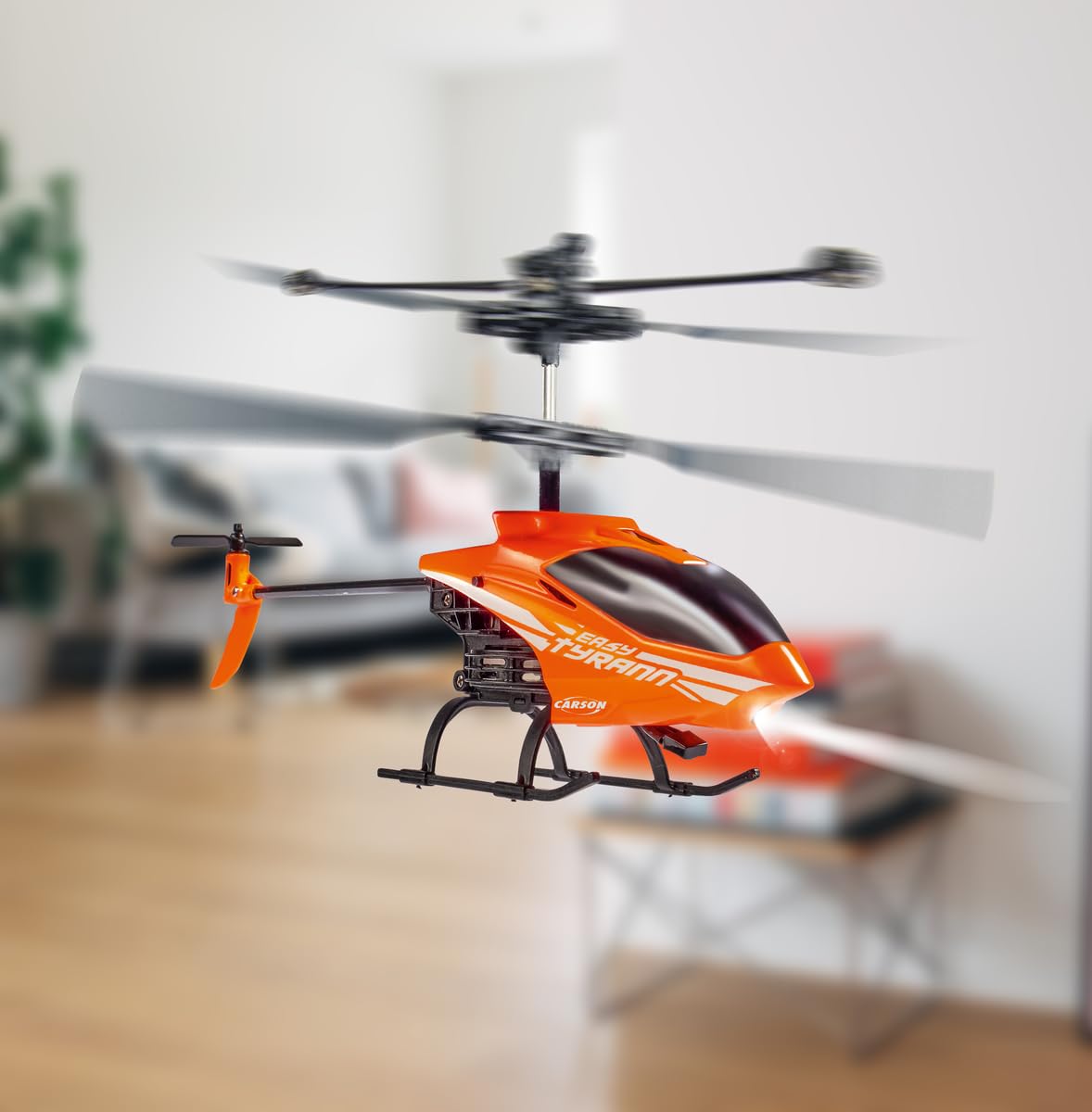 Carson 500507155 Nano Tyrann 230 Gyro IR 2CH - 100% prêt à Voler, hélicoptère télécommandé, hélicoptère RC, avec Piles et télécommande Orange
