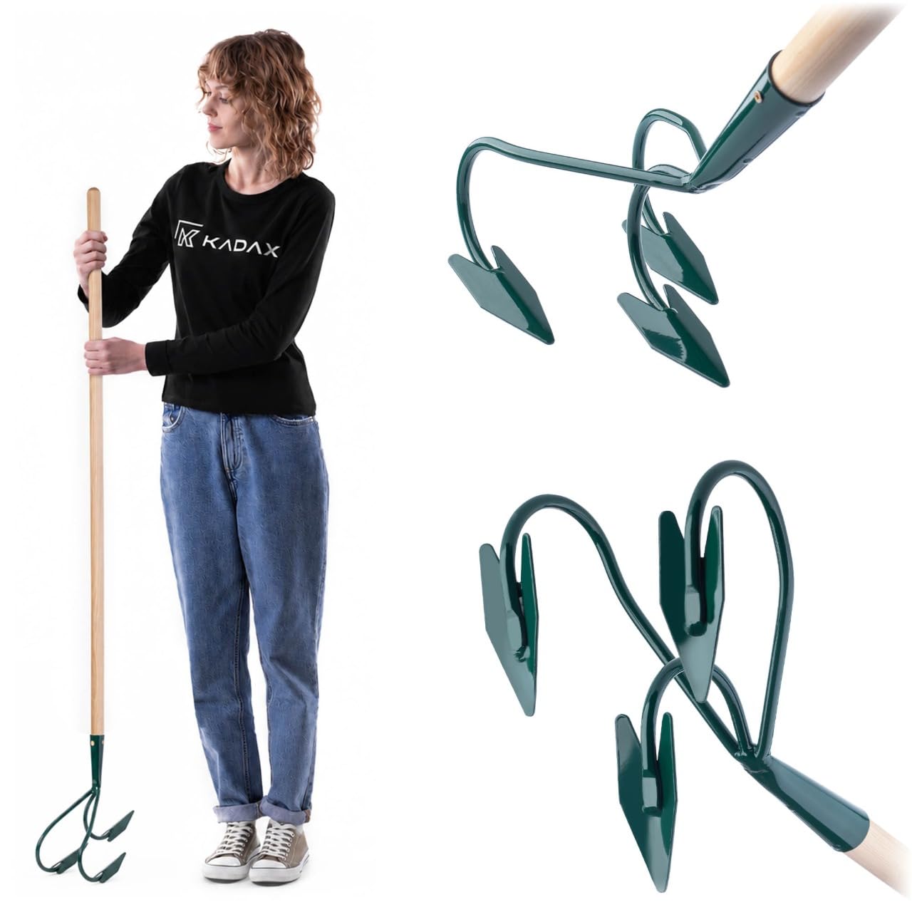 KADAX Cultivateur à main en métal Aérateur de sol - Râteau à fleurs - Accessoire de jardin