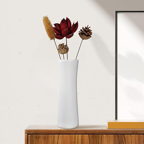Miniatura 8 de Florero de cerámica blanca, jarrones modernos con textura alta de 12 pulgadas para granja, decoración del hogar, estante, centros de mesa,