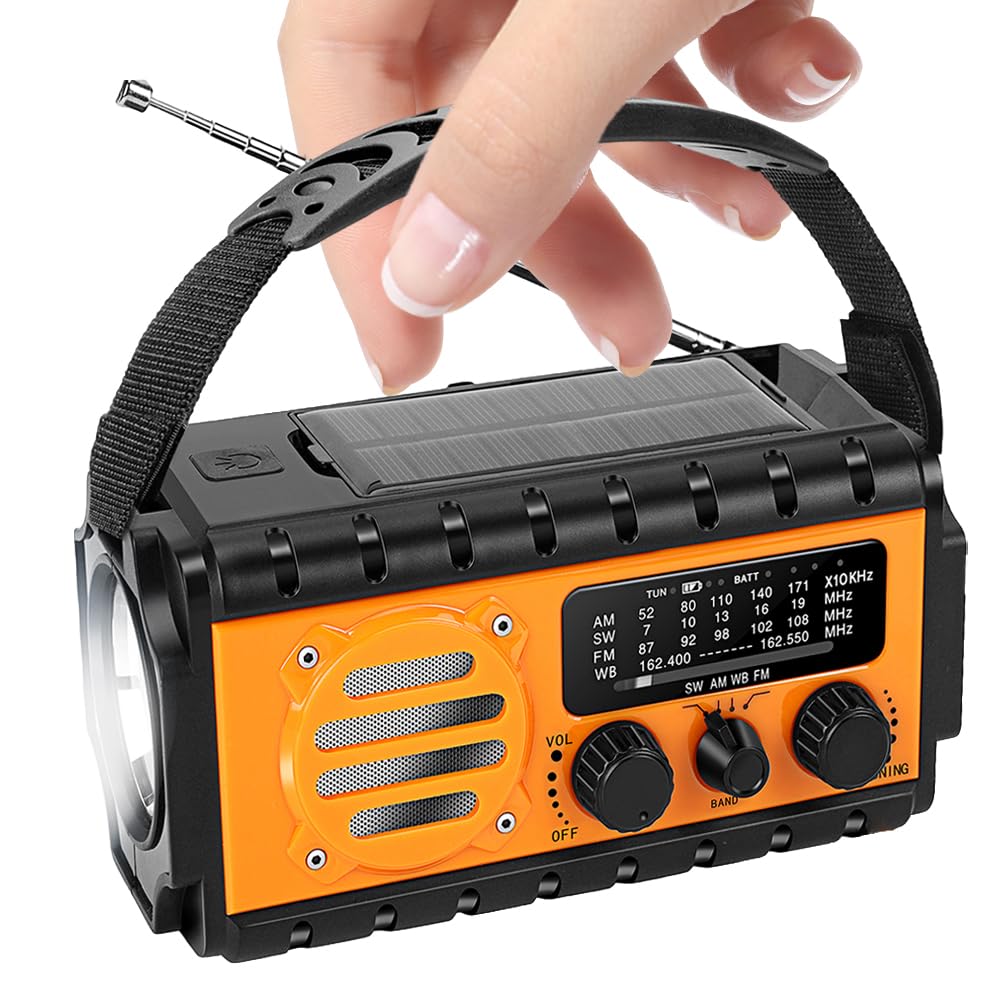Mano di emergenza Radio a manovella con 20000mAh Solare e Modalità di Ricarica Multipli Radio per Esterni