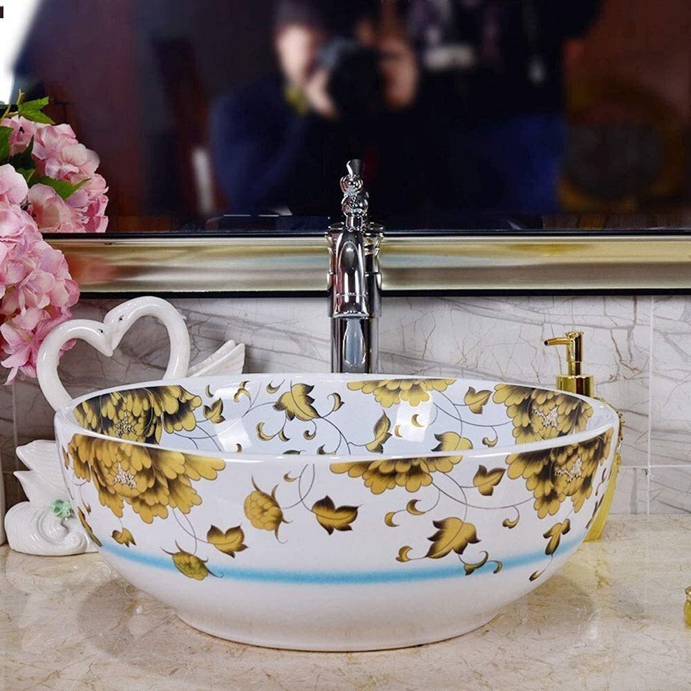 Szafka Pod Umywalkę Z Umywalką, Umywalka Nablatowa, 12-Calowa Okrągła Umywalka Nablatowa, Porcelanowe Umywalki Ceramiczne, Amerykańska Biała Umywalka Nablatowa