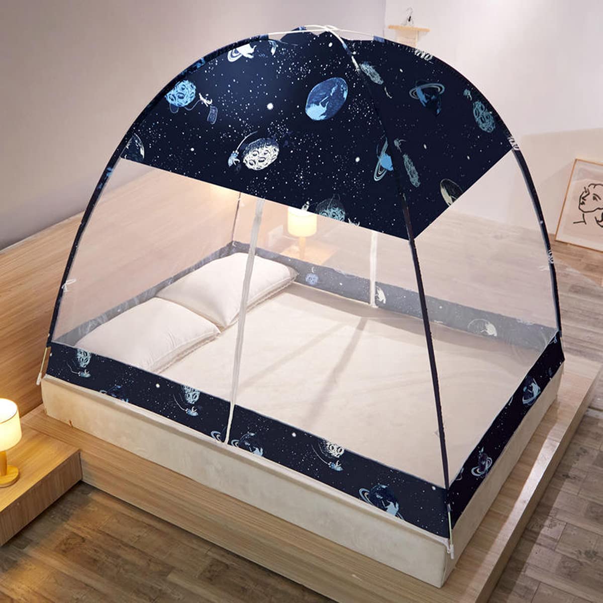 Moustiquaire pop-up lit double pliable rideaux polyester camping