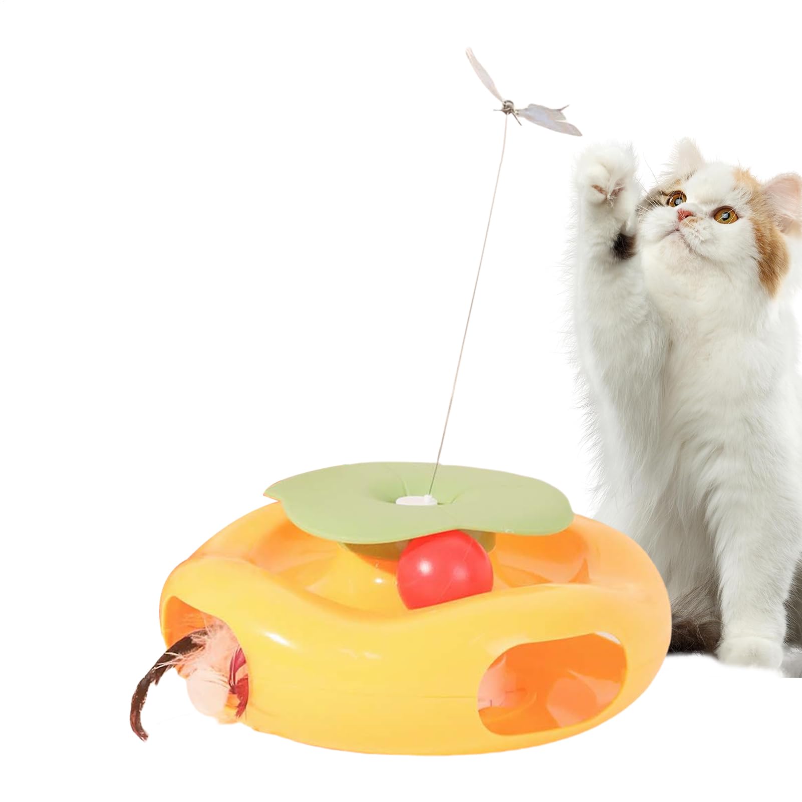 Teaser automático para Gatos | Teaser eléctrico para Gatos de Interior, Accesorios de Ejercicio, Suministros de Entretenimiento Coloridos para Mascotas, para Sala de Estar, Parque, balcón, Patio
