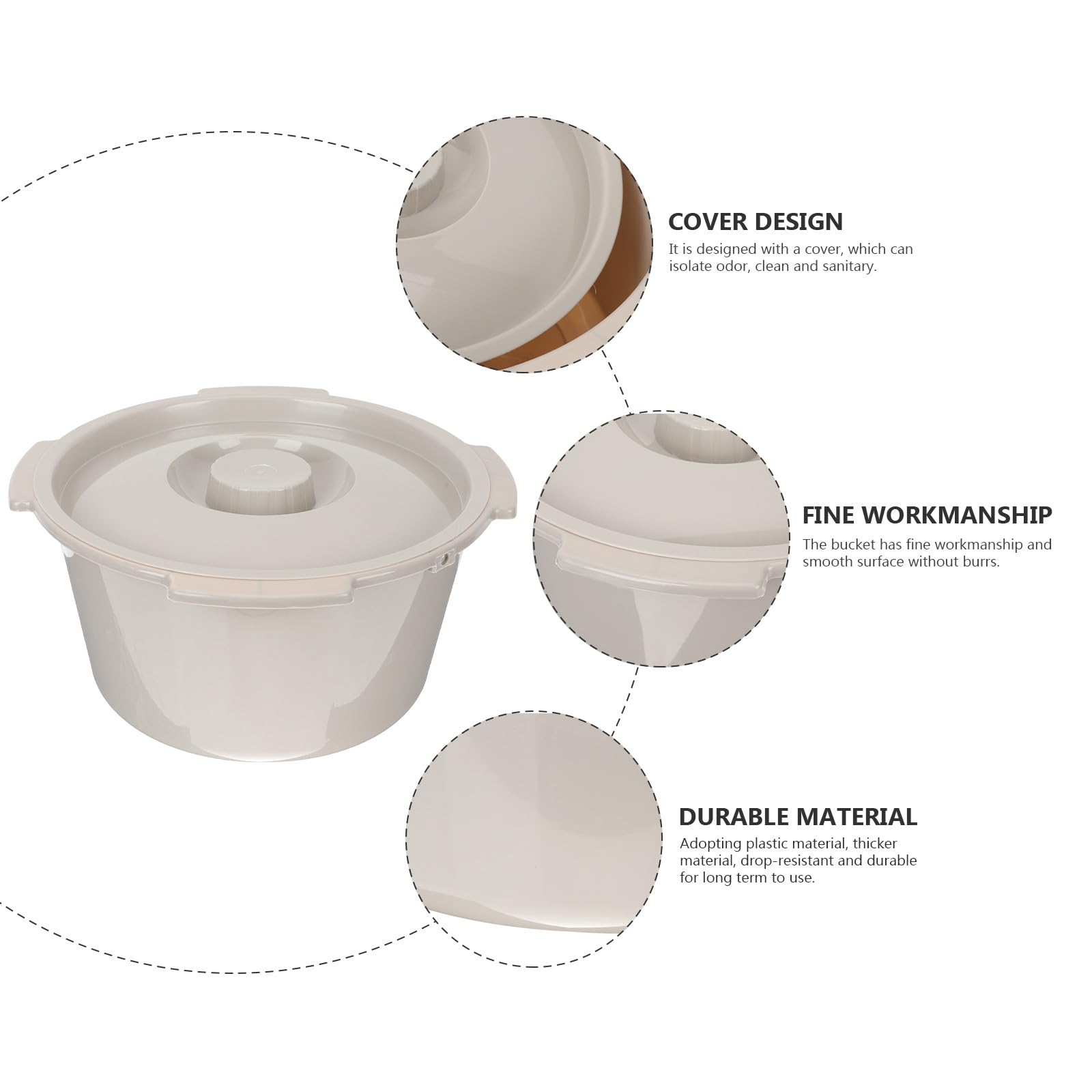 Vaso da Notte in Plastica Coperchio per Anziani, Secchio Comodo per Camera da Letto, Sedia Comoda per Pazienti e Uso Domestico