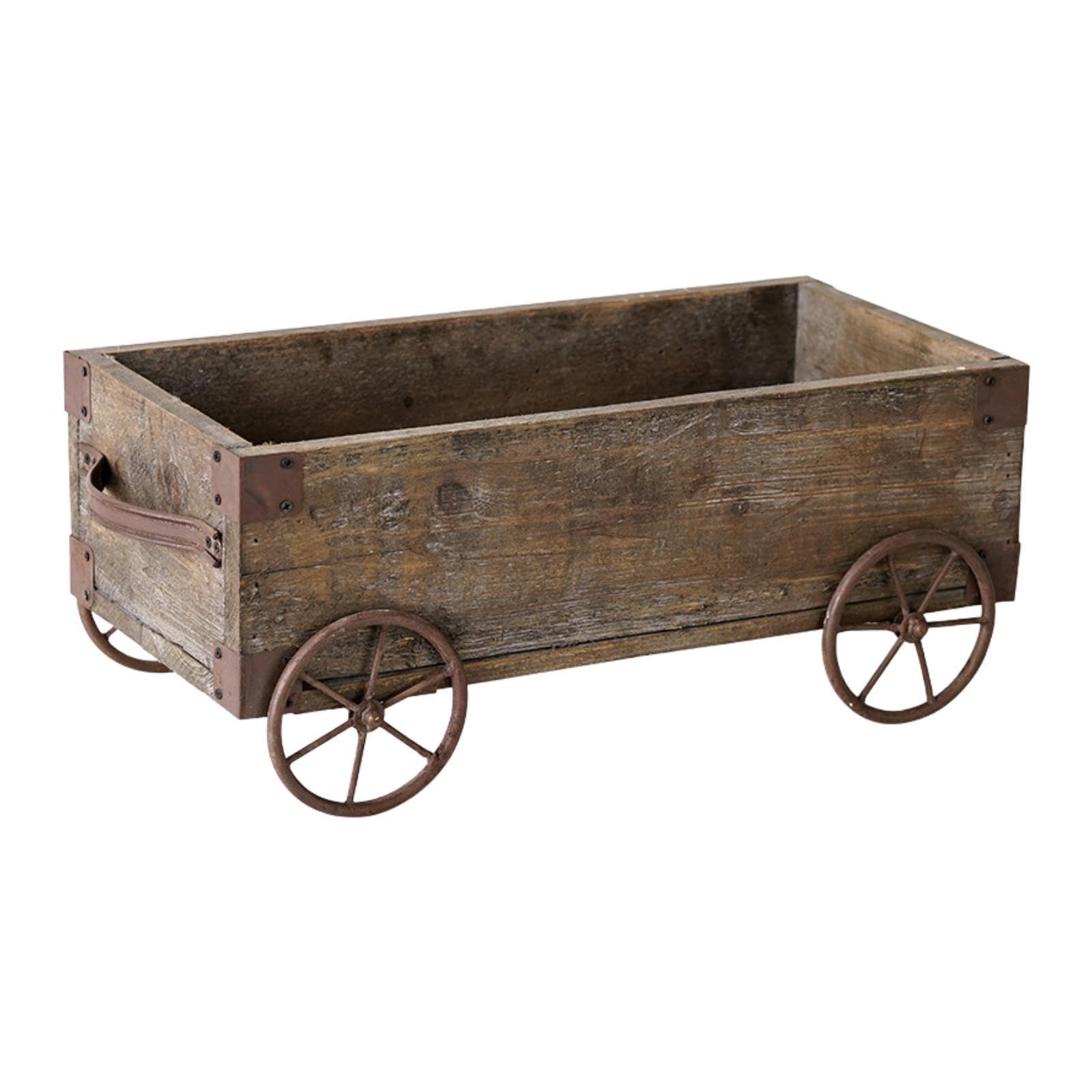 Chariot à fleurs d'extérieur mobile en bois rustique pour balcon