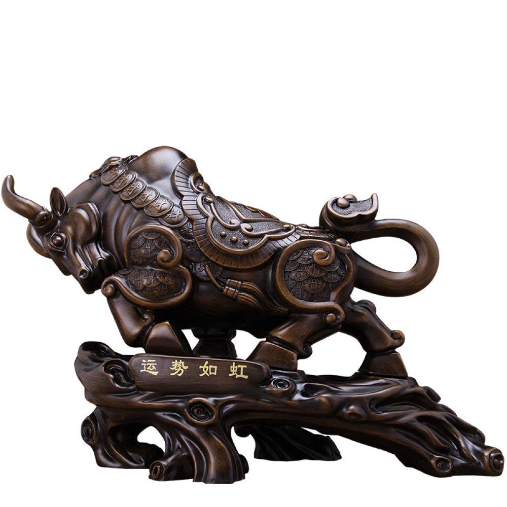 Statue de vache rouge en résine pour étagère de bureau et salon