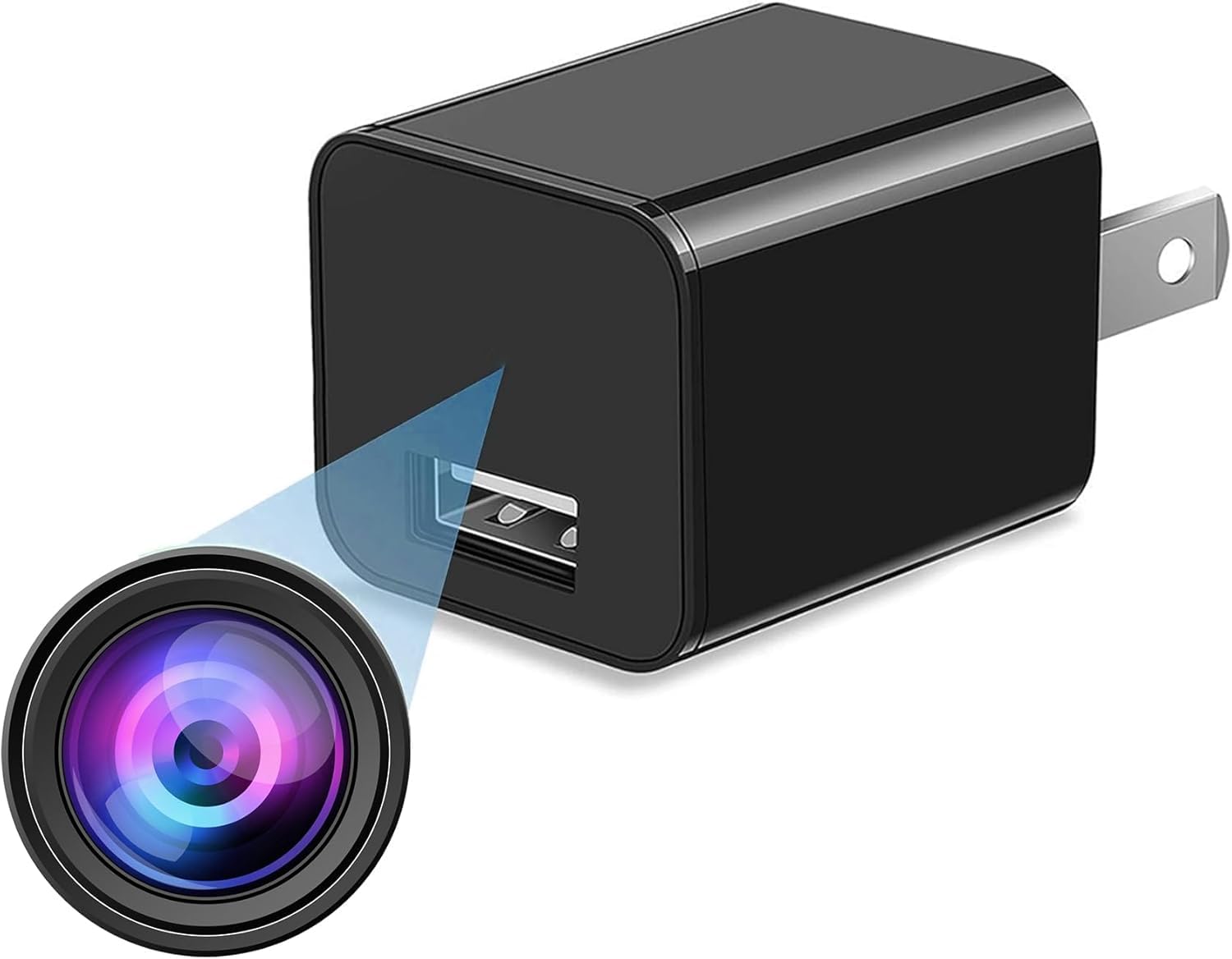 Asnaghi Camera Charger HD 1080P 64GB Nanny Cam Hidden Camera Camera with Motion Detection No Wi-Fi Needed