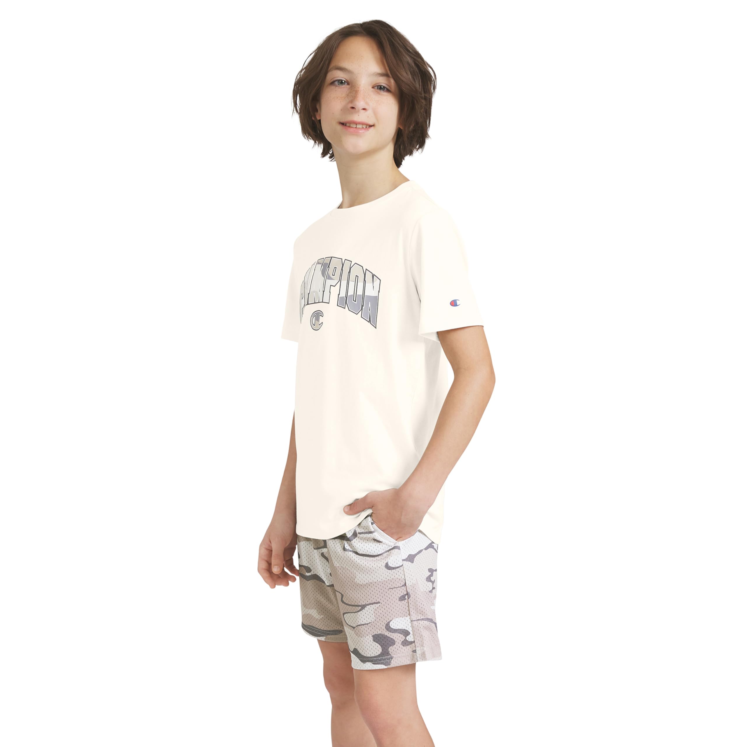 Champion Boys 2 Piece Short Sleeve Shirt and Mesh Shorts Sets