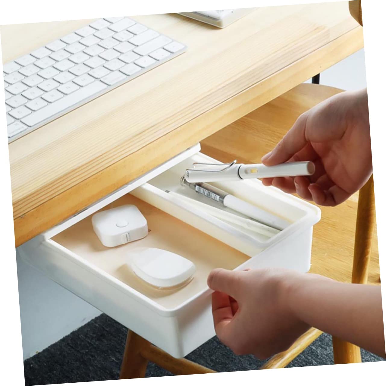 Gadpiparty 2pezzi Sottotavolo Estraibile in Materiale Di Portapenne Invisibile Per Organizzazione Cancelleria Articoli Per Ufficio Per Cellulare Cavo Usb Appunti e Altri Oggetti