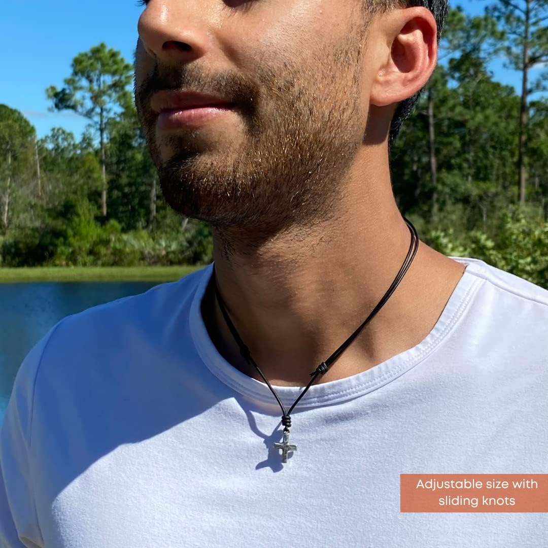 Small Hammered Cross Necklace - Religious Jewelry, Mens Faith, Catholic Women, Men Gifts, Protect Us, Father Christmas Gift, Best Friend - Image 9