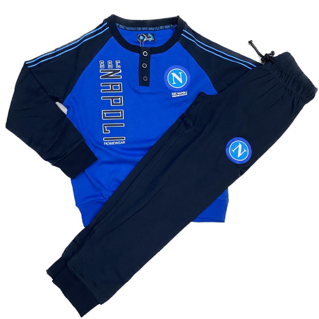 Pigiama Calcio Napoli | Caldo Cotone Interlock Pigiami Ufficiali | Personalizzati con Nome e Numero |Taglie Ragazzo Adulto PS 41416
