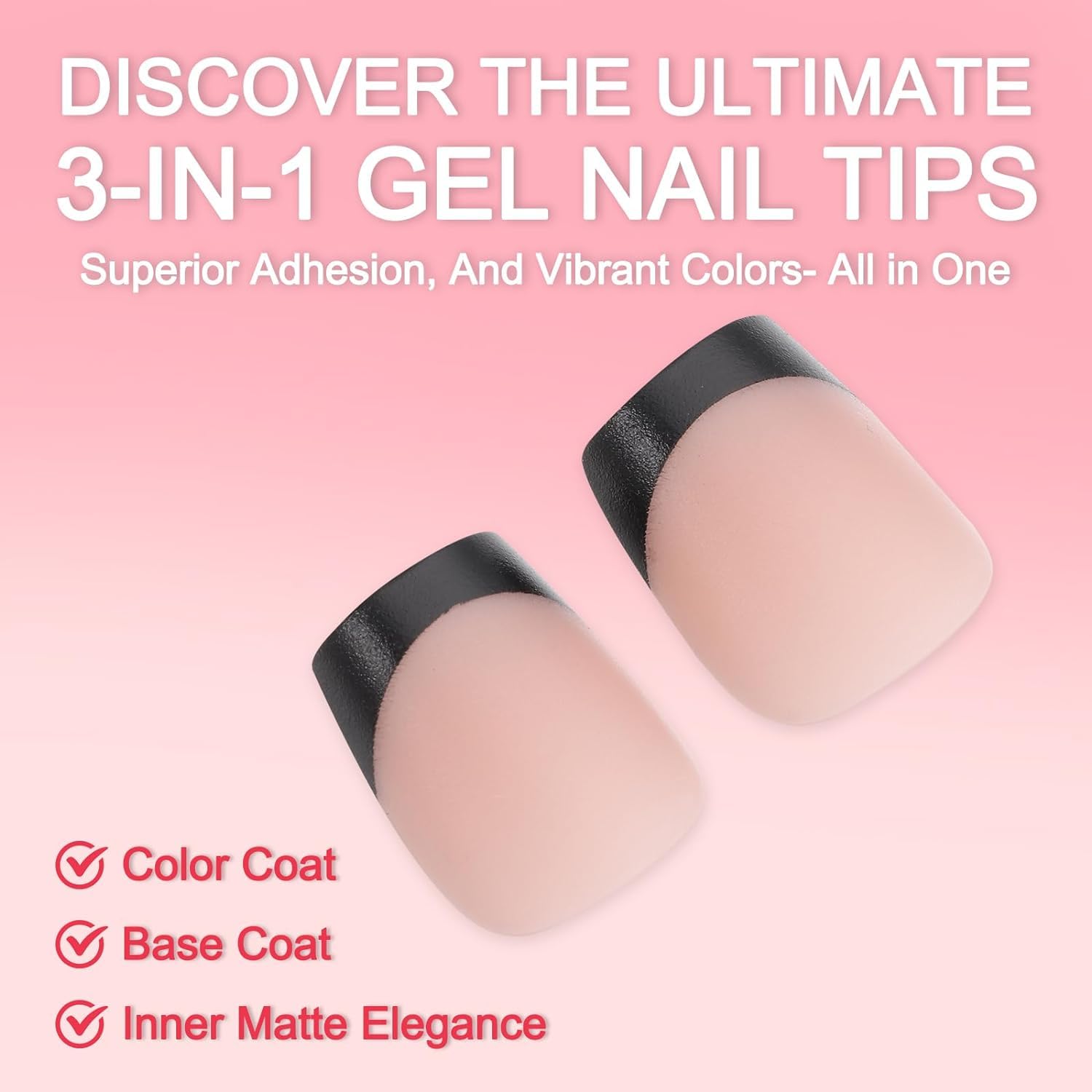 French Tips Gel x Nail Tips, 240 pezzi Unghie finte pre-applicate con primer e base coat, 15 misure Unghie finte in gel morbido for estensione unghie fai da te(Matte Black-Deep Bronze XS Coffin)