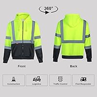 Vista 37 de ProtectX Class 3 High Visibility Safety Sweatshirt for Men, Reflective Hoodie with Large Pocket for Construction & Work
