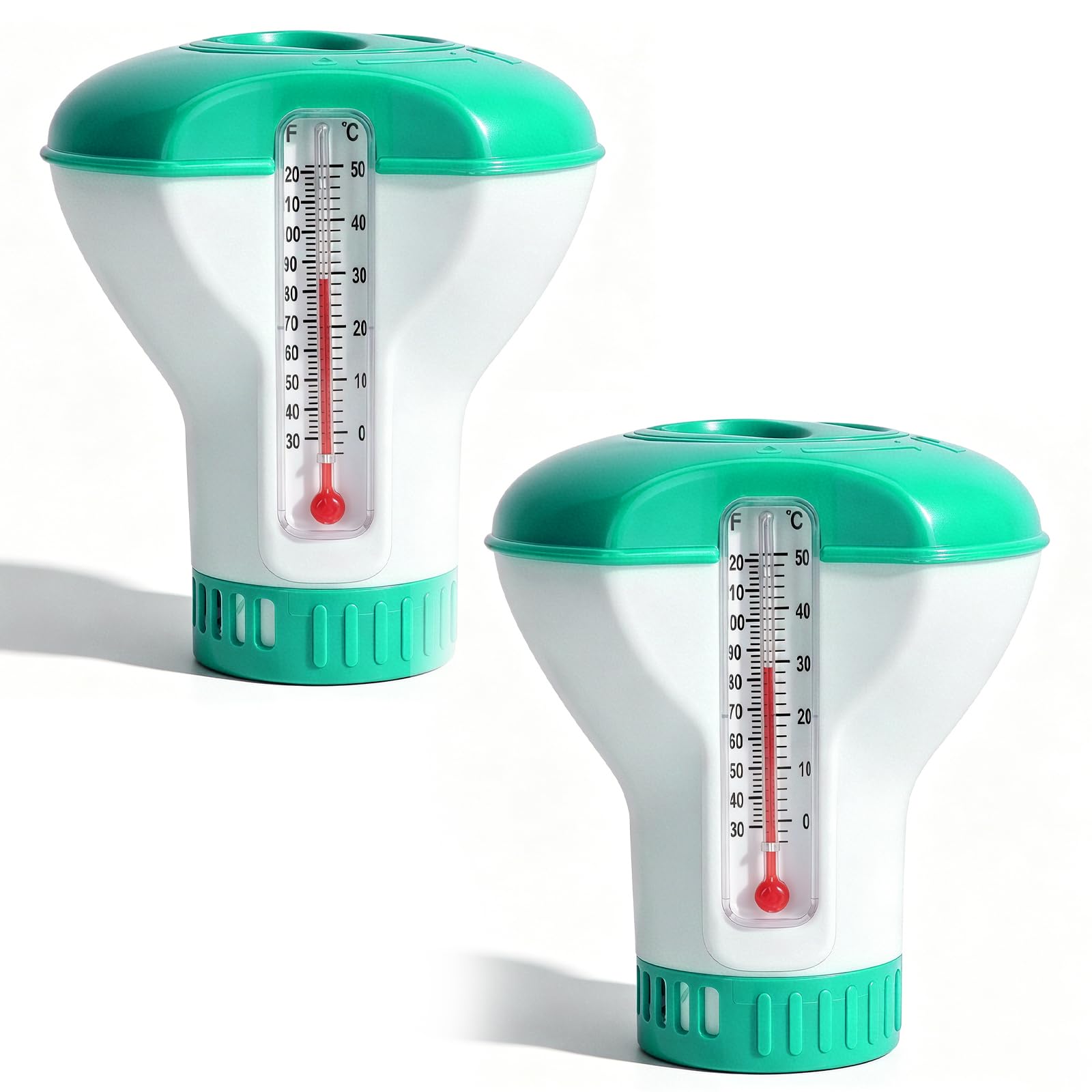 Leikurvo Lot de 2 distributeurs de chlore flottants : 12,7 cm, distributeur de chlore pour piscine, spa, jacuzzi (vert)