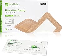 Vista 11 de NeuHeils Apósito de espuma adhesiva de silicona con borde suave de 4 x 4 pulgadas para úlcera de pierna adolorida de cama, paquete de 10, vendaje