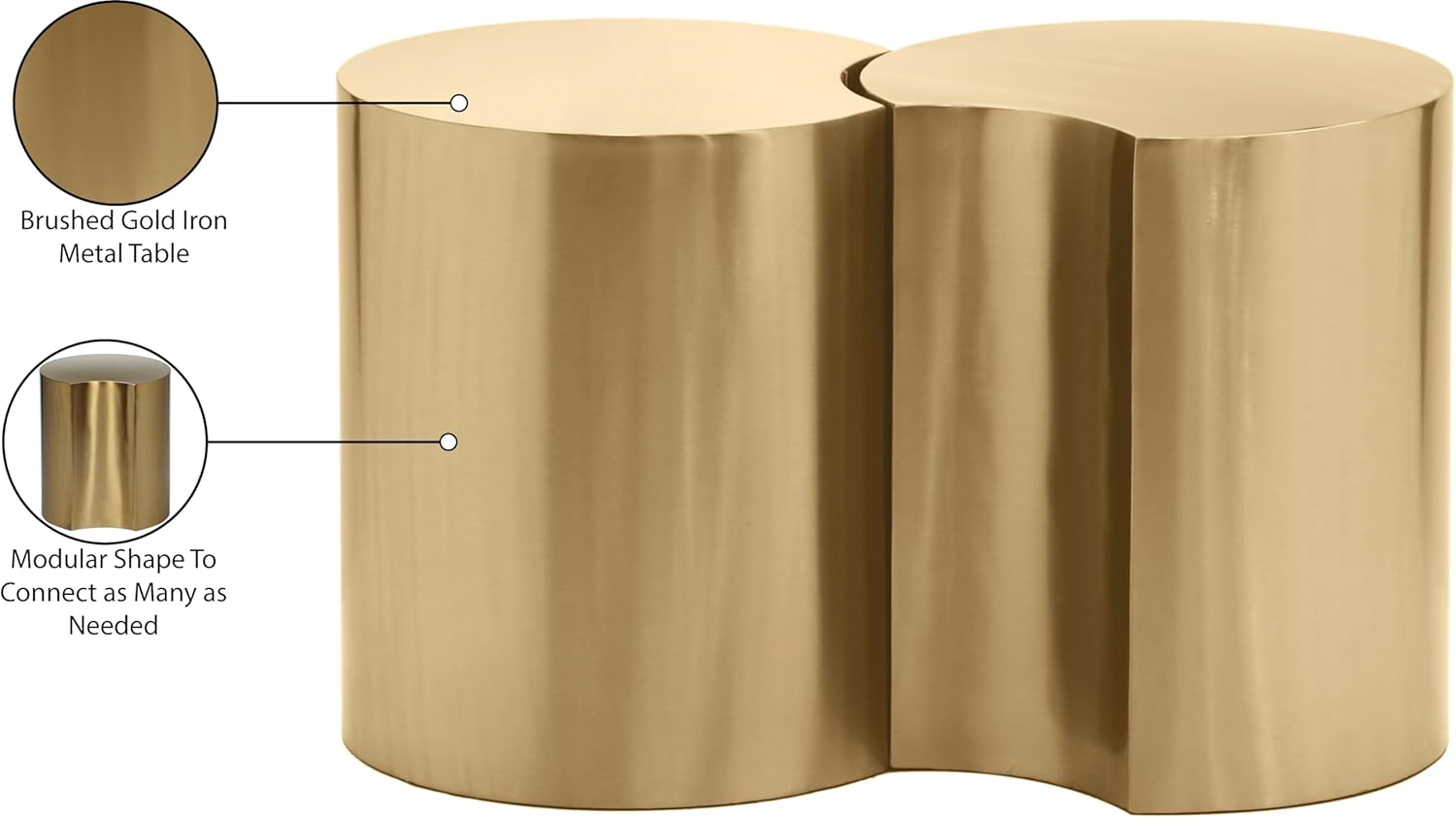 Meridian Furniture Dimple 2 Piece Gold Iron Metal End Table