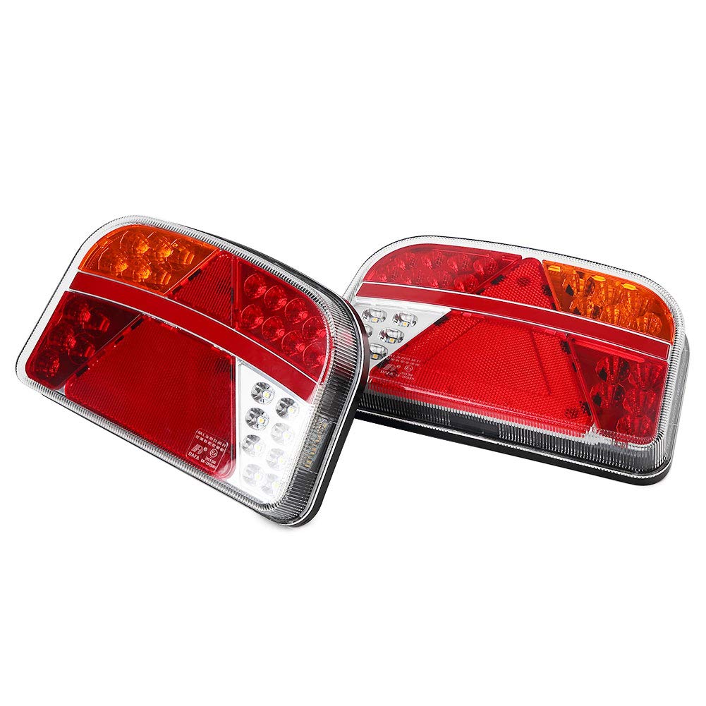 Pilotos Traseros de Iluminación Luces Traseras LED para Remolque Camión Caravan 12V 24V Lámpara Trasera Impermeables 7 Funciones Luz Trasera LED Homologados ECE
